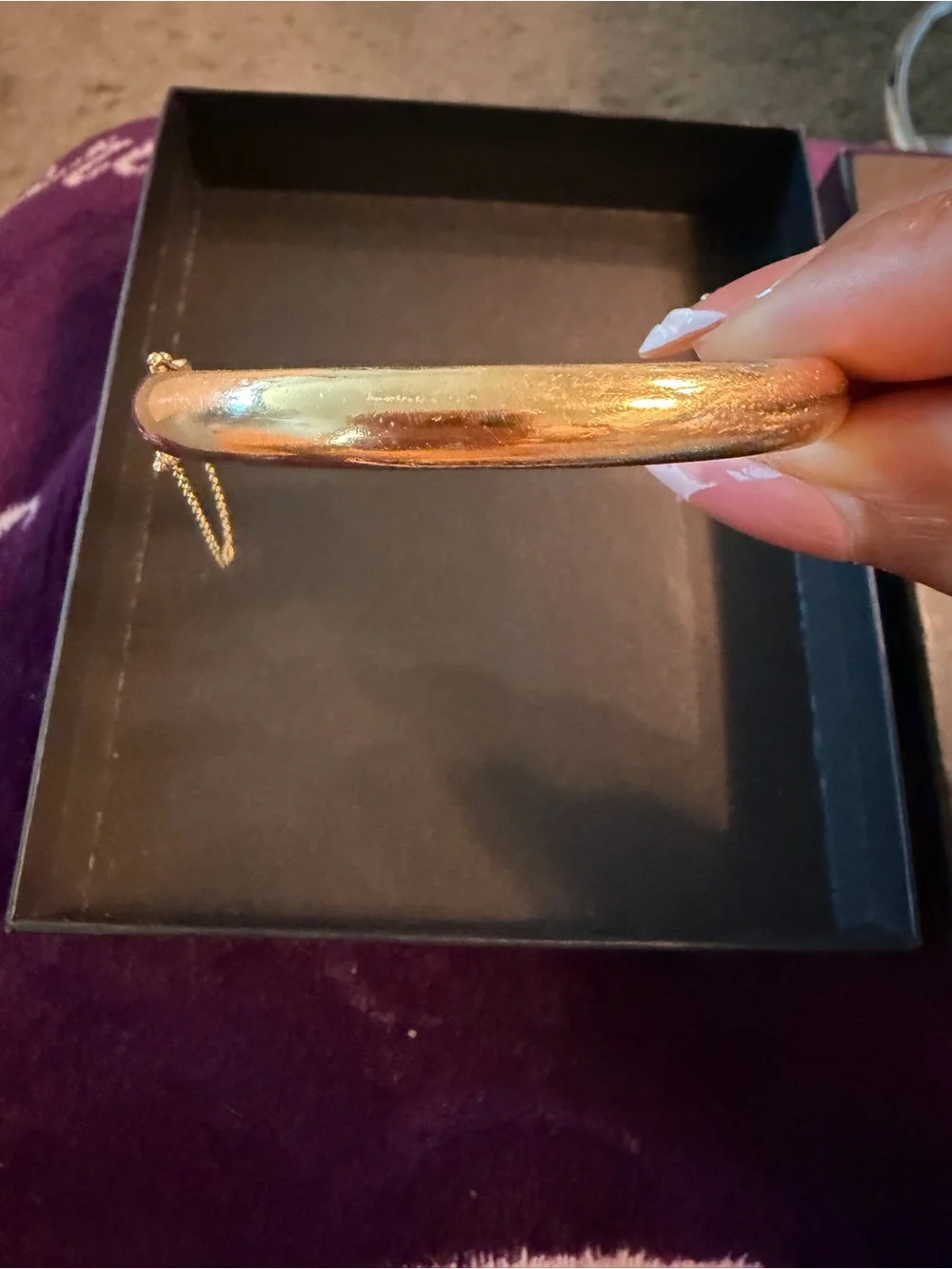 14K Solid Gold 8MM Bangle Bracelet 44.05g | Macy’s | Safety Chain | Fine Jewelry